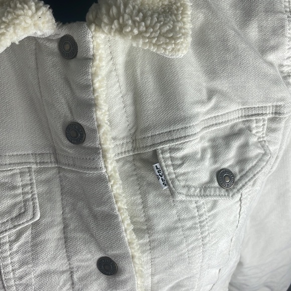 Levi’s Cream Denim Fleece Lined Jacket Size M - Picture 5 of 11